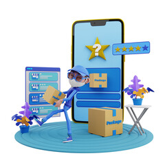3d illustration review of delivery service
