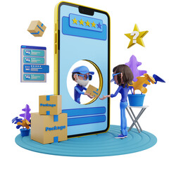 3d illustration review of delivery service