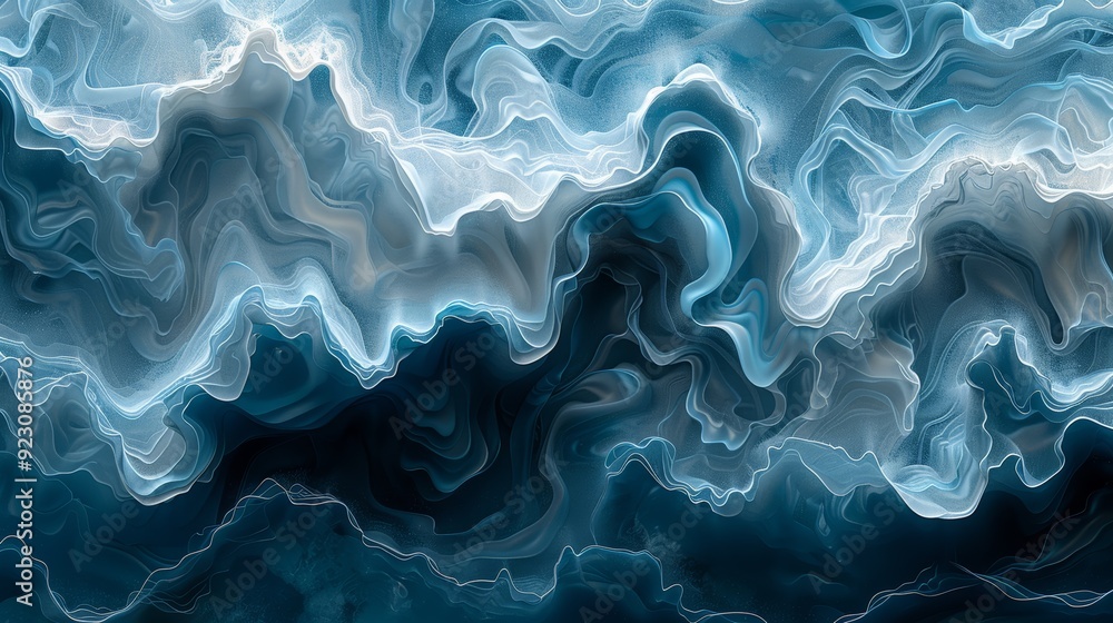 Poster abstract representation of ocean waves under soft lighting