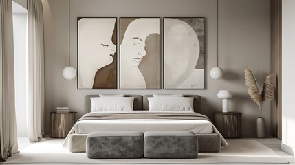 Modern Minimalist Bedroom Design with Abstract Art