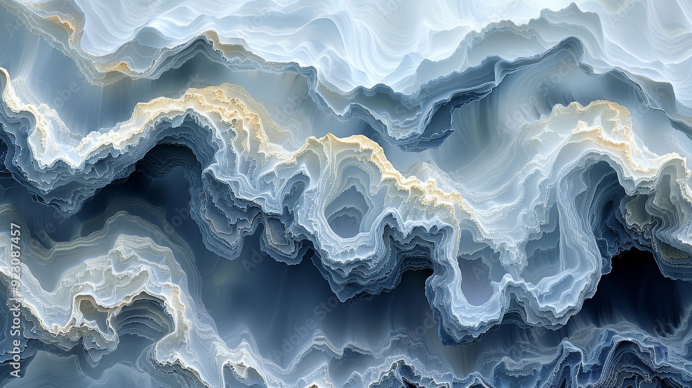 Aufkleber abstract blue and gray agate texture resembling ocean waves in a calm setting