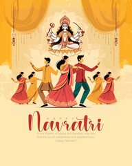 Happy navratri and Subh navaratri with ma durga social media post banner template
