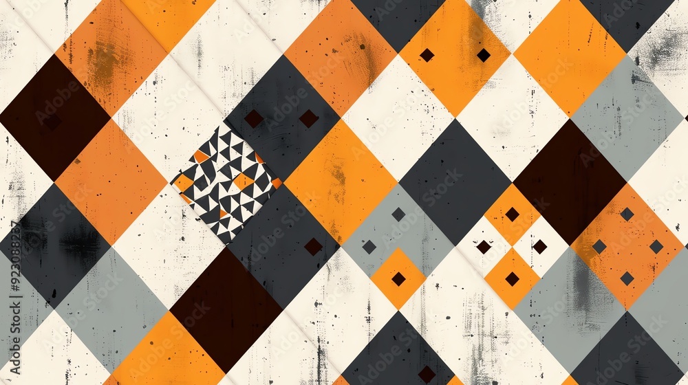 Poster seamless harlequin pattern with dynamic, multi-colored elements