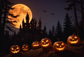 A spooky Halloween scene with a haunt