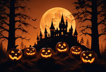 A spooky Halloween scene with a haunt