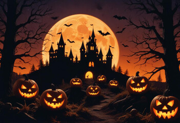 A spooky Halloween scene with a haunt