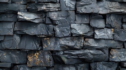 Black natural stone wall illustration background.