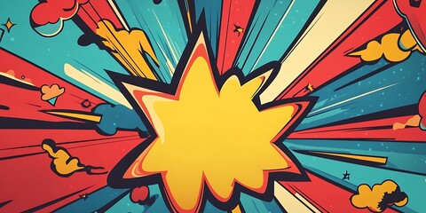 Fototapeta premium A vibrant, comic book explosion pattern for a pop culture blog.