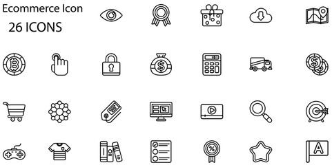 Set of Ecommerce icons. Line art style icons bundle. vector illustration