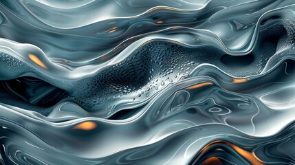 Naklejka premium Abstract representation of flowing metallic waves with subtle textures and reflective surfaces