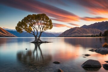 sunset over the lake