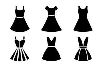 Fit Dress logo icons. Set of silhouette vector illustrations.