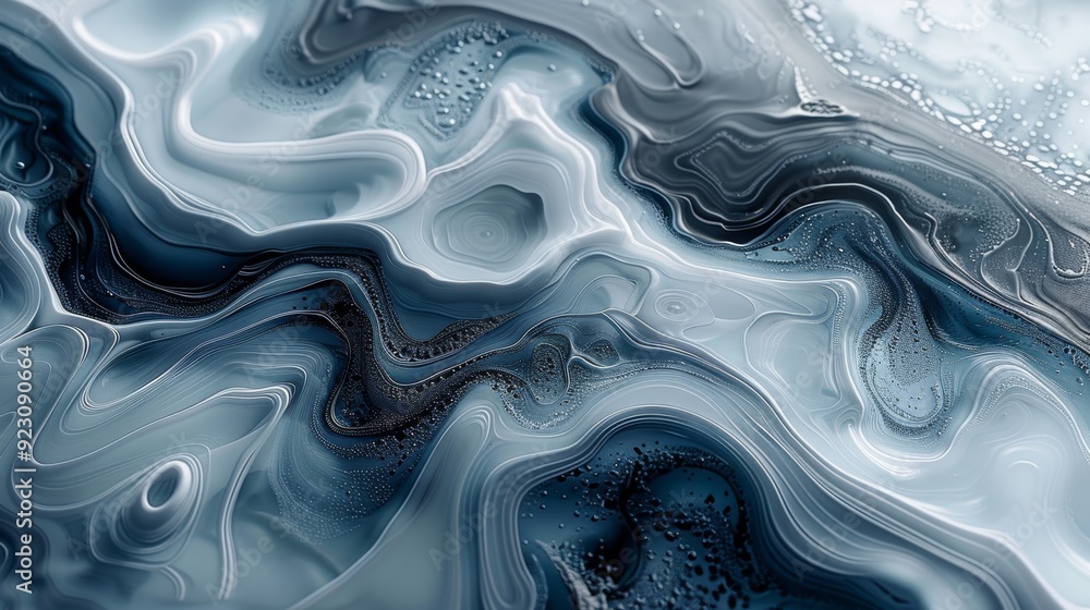 Poster swirling blue and gray abstract art with fluid patterns and textures