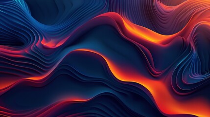 Abstract Header and Banner Design Using a Grainy Noisy Poster Background with Dark Blue, Orange, and Red Color Waves on a Black Backdrop