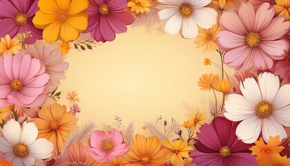 Fototapeta premium コスモスのフレーム cosmos flower