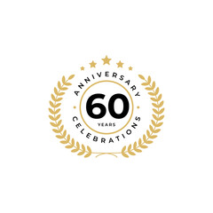 60 years badge anniversari celebrations logo design template