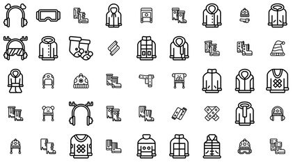 Mega Set Of Vector Winter Clothes Icons Silhouette Vector Logo Design Containing Winter,Outfit,Boot,Accessories,Fashion Pictograms And Infographics Design Elements Vector Illustration
