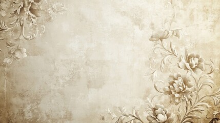 Beige Textured Background with Floral Embellishments