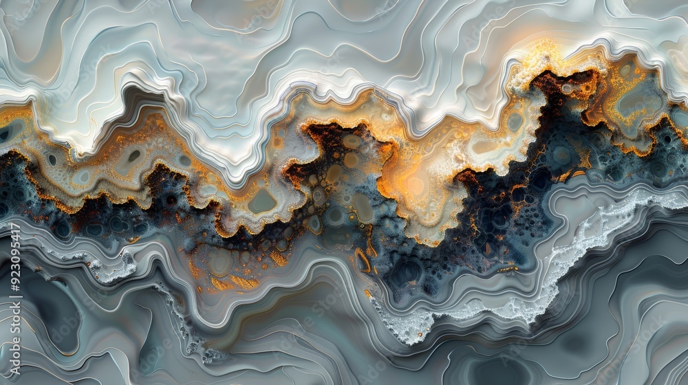 Poster abstract geological pattern with flowing textures and warm tones in a natural stone design