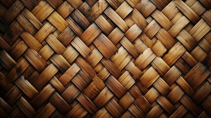 Interwoven Brown Wooden Strips Forming a Geometric Pattern