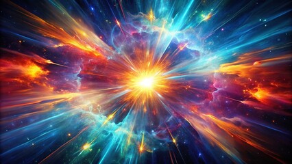 Fototapeta premium Abstract Cosmic Explosion: Brilliant colors swirling in a cosmic void, radiating energy and a sense of awe.