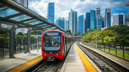 Naklejka premium Digital transport cards in Singapore: Convenience in public transit,