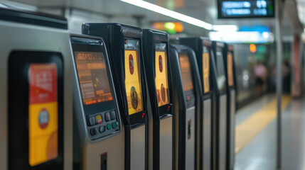 Fototapeta premium Digital transport cards in Singapore: Convenience in public transit,