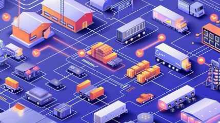 Obraz premium Smart Warehouse Management System with Emphasis on Inventory Control: An Isometric Illustration Featuring IoT Devices