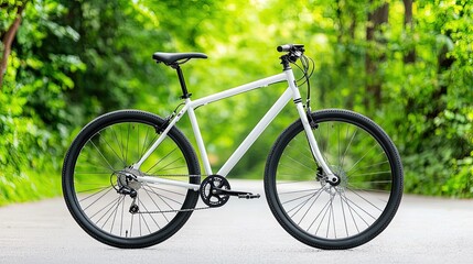 Fototapeta premium White Bicycle Ready for Off-Road Adventures