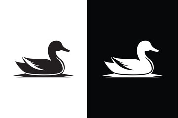 Duck icon silhouette vector illustration. Duck Icon Flat Design black white background.