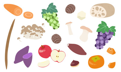 秋の食べ物イラストセット