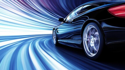 Fototapeta premium Speedy Black Sports Car in Motion