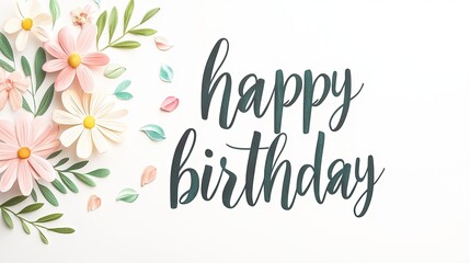 Obraz premium Digital Birthday Flower Illustration Design