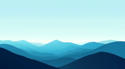 Abstract blue mountain range under a light blue sky.