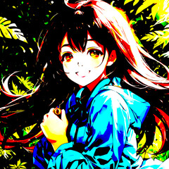 Naklejka premium girl anime 