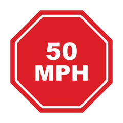 50 mph road sign. advisory speed limit