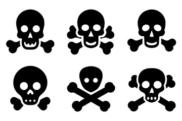 Bones skull icons logo design. Set of skull icon silhouette vector art illustrations.
