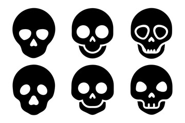 Bones skull icons logo design. Set of skull icon silhouette vector art illustrations.

