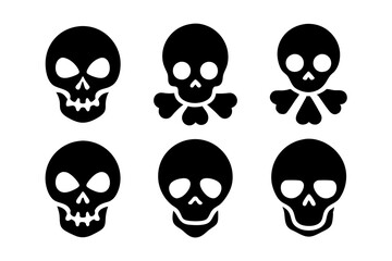 Bones skull icons logo design. Set of skull icon silhouette vector art illustrations.
