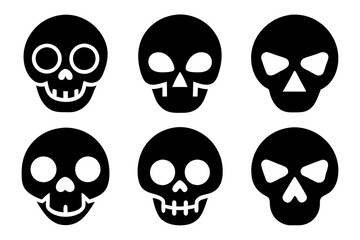 Bones skull icons logo design. Set of skull icon silhouette vector art illustrations.

