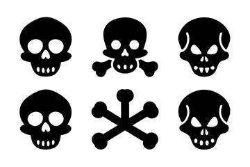 Bones skull icons logo design. Set of skull icon silhouette vector art illustrations.
