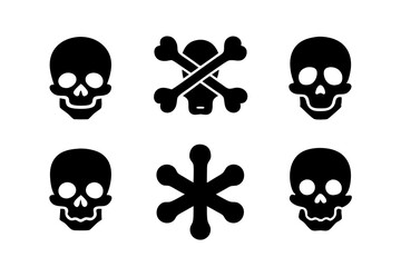 Bones skull icons logo design. Set of skull icon silhouette vector art illustrations.
