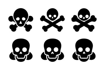 Bones skull icons logo design. Set of skull icon silhouette vector art illustrations.
