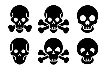 Bones skull icons logo design. Set of skull icon silhouette vector art illustrations.
