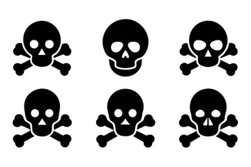 Bones skull icons logo design. Set of skull icon silhouette vector art illustrations.
