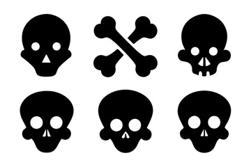 Obraz premium Bones skull icons logo design. Set of skull icon silhouette vector art illustrations. 