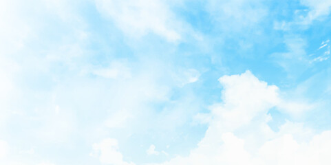 Beautiful blue sky background with clouds. Cloudy sky in summer with bright turquoise morning. Vector art design.