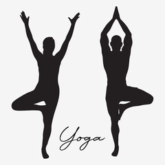 Fototapeta premium Yoga Silhouette Vector Illustration