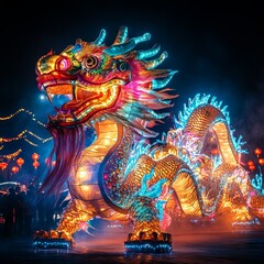 Obraz premium Chinese dragon character in a dragon dance at the Chinese New Year festival