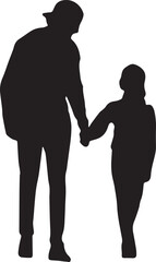 Dad and Child Silhouette Vector